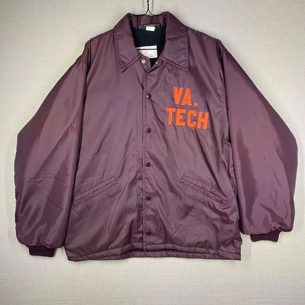 Vintage West Wind Virginia Tech Hokies Jacket Maroon Snap Front Mens Medium